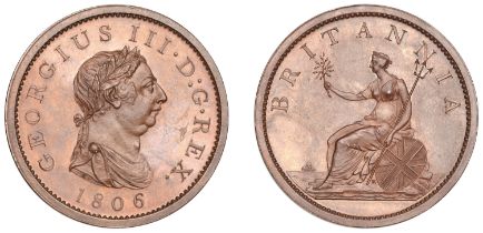 George III (1760-1820), Taylor Workshop, London, Restrike Proof Penny, 1806, in bronzed-copp...