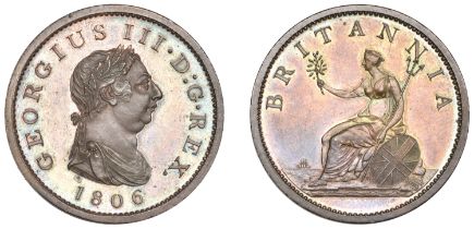 George III (1760-1820), Soho Mint, Birmingham, Proof Penny, 1806 (late Soho), in bronzed-cop...