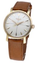 Longines. A gold plated wristwatch, ref. 6852/1, circa 1956. Movement: cal. 23ZS, manual wi...