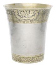 A late 16th century German silver and 'lemon' parcel-gilt 'monatsbecher' by Hans Erne, Stras...