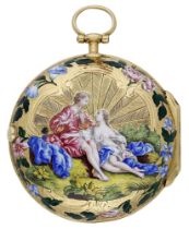 Julien Le Roy, A Paris. A gold and enamel verge watch, with classical scene, circa 1760. Mo...
