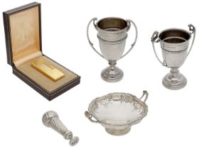 Assorted items, comprising a Victorian silver desk seal, with black letter initials and wryt...