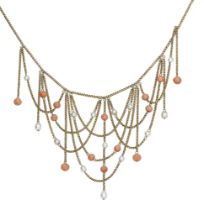 A late 19th century coral and seed pearl fringe necklace, the fine belcher-link chain leadin...