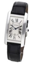 Cartier. A white gold automatic rectangular wristwatch with date, Ref. 1741, Tank AmÃ©ricaine...