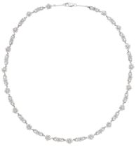 A diamond necklace, designed as a continuous series of scrolls and flowerheads, set througho...