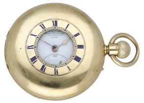James McCabe, London. A gold half-hunting cased keyless watch, No. 07691, 1873. Movement: g...