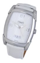 Parmigiani Fleurier. A stainless steel and diamond-set tonneau-form automatic wristwatch wit...