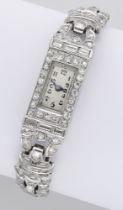 Josarn. A platinum and diamond-set Art Deco cocktail watch, circa 1930. Movement: manual wi...
