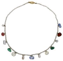 A late 19th/early 20th century gem-set necklace, the seed pearl necklace suspending a fringe...