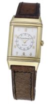 Jaeger-LeCoultre. A gold rectangular reversible wristwatch, Ref. 6184.21, Reverso, circa 198...