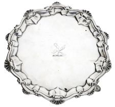 A George III silver waiter, with piecrust border incorporating scallops, crested, by maker '...