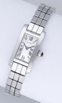 Cartier. A lady's white gold rectangular bracelet watch, Ref. 2544, LaniÃ¨res Mini Tank, circ...