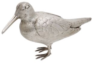 A silver table model of a sandpiper, realistically modelled, by Richard Comyns (William Comy...