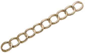 A 9ct gold bracelet, 1969, of textured curb-link design, with one spare link, Birmingham hal...