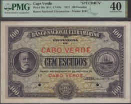 Banco Nacional Ultramarino, Cape Verde, officially approved proof for 100 Escudos, 1 January...
