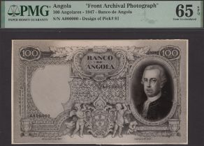 Banco de Angola, obverse and reverse Bradbury Wilkinson photographs showing designs for 100...