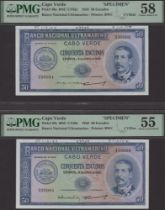 Banco Nacional Ultramarino, Cape Verde, printers' archival specimens for 50 Escudos (3), 16...