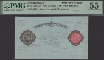 Banco Nacional Ultramarino, Mozambique, a pencil, ink and composite essay on paper for 1000...