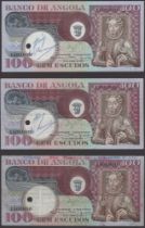 Banco de Angola, proofs for 100 Escudos (3), 10 June 1973, serial numbers A00000, Oliviera a...