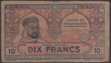 Republique Francaise, Camps de Prisoniers, 10 Francs, ND (c.1940-45), serial number 096760,...
