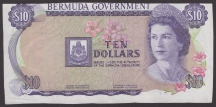 Bermuda Government, proof $10, 6 February 1970, no serial number or signatures, miscut, ligh...