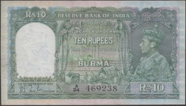 Reserve Bank of India, Burma, 10 Rupees, ND (1938), serial number A/24 469238, Taylor signat...