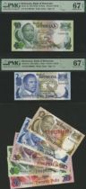 Bank of Botswana, 10 Pula, ND (1976), prefix D/4, also specimen 1, 2 Pula (2 inc a issued),...