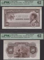 Banco Nacional Ultramarino, Cape Verde, obverse and reverse colour die proofs for 500 Escudo...