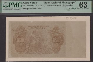 Banco Nacional Ultramarino, Cape Verde, reverse Bradbury Wilkinson archival photograph showi...