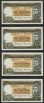 Reserve Bank of Australia, 10 Shillings (4), ND (1961-6), serial numbers AH/03 005791-94, Co...