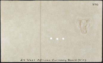 West African Currency Board, watermarked paper for 10 and 20 Shillings and Â£5, issue of 1953...