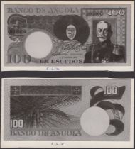 Banco de Angola, obverse and reverse Bradbury Wilkinson archival photographs showing designs...