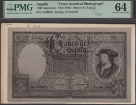 Banco de Angola, obverse and reverse Bradbury Wilkinson photographs showing designs for 1000...