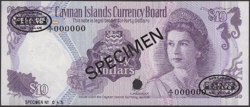 Cayman Islands Currency Board, specimen $40, 1974 (1981), serial number A/1 000000, Johnson...