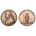 Siege of Gibraltar, 1782, a restrike copper medal by J.-P. Droz, uniformed bust of General E...