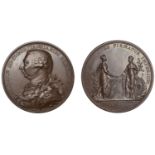 Union of Great Britain and Ireland, 1801, a copper medal by C.H. KÃ¼chler, armoured bust of G...