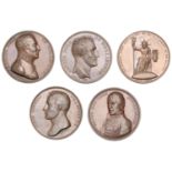 Copper medals (5) from Mudie's National Series, each 41mm: Major-General Hutchinson, 1801, b...
