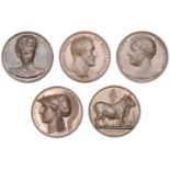 Copper medals (5) from Mudie's National Series, each 41mm: Repose of Hercules, 1814, by Gayr...