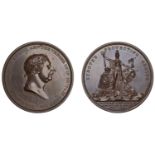 Centenary of the Accession of the House of Brunswick, 1814, a bronze medal by T. Wyon Jr, la...