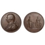 Union of Great Britain and Ireland, 1801, a copper medal by C.H. KÃ¼chler, armoured bust of G...