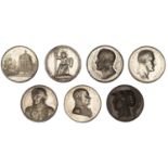 White metal medals (7) from Mudie's National Series, each 41mm: Battle of the First of June,...