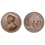Queen Anne's Bounty, 1704, a copper medal by J. Croker, laureate and draped bust left, rev....