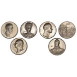 White metal medals (6) from Mudie's National Series, each 41mm: Sir Thomas Picton, 1812, by...