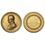 British Battles, [1815], a gilt-copper box medal, unsigned, uniformed bust left, rev. legend...