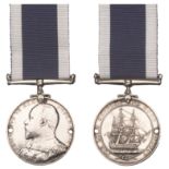 Naval Long Service & Good Conduct (E VII R), silver, named (276400 W.E. Roast, Ldg. Sto., H....