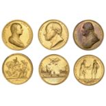Gilt-copper medals (3) from Mudie's National Series, each 41mm: Battle of Camperdown, 1797,...