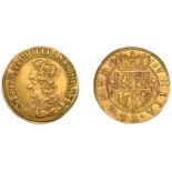 Charles I (1625-1649), Third coinage, Briot's issue, Half-Unit, no mm., signed b below bust,...
