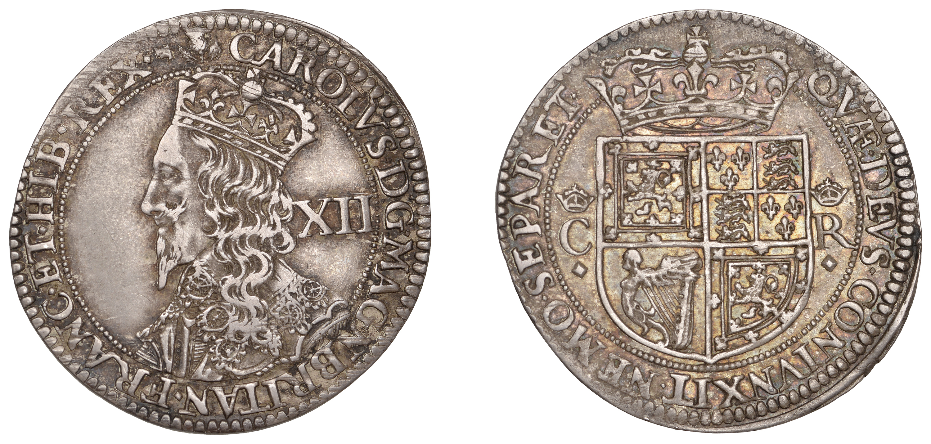 Charles I (1625-1649), Third coinage, Falconer's Second issue, Twelve Shillings, mm. thistle...