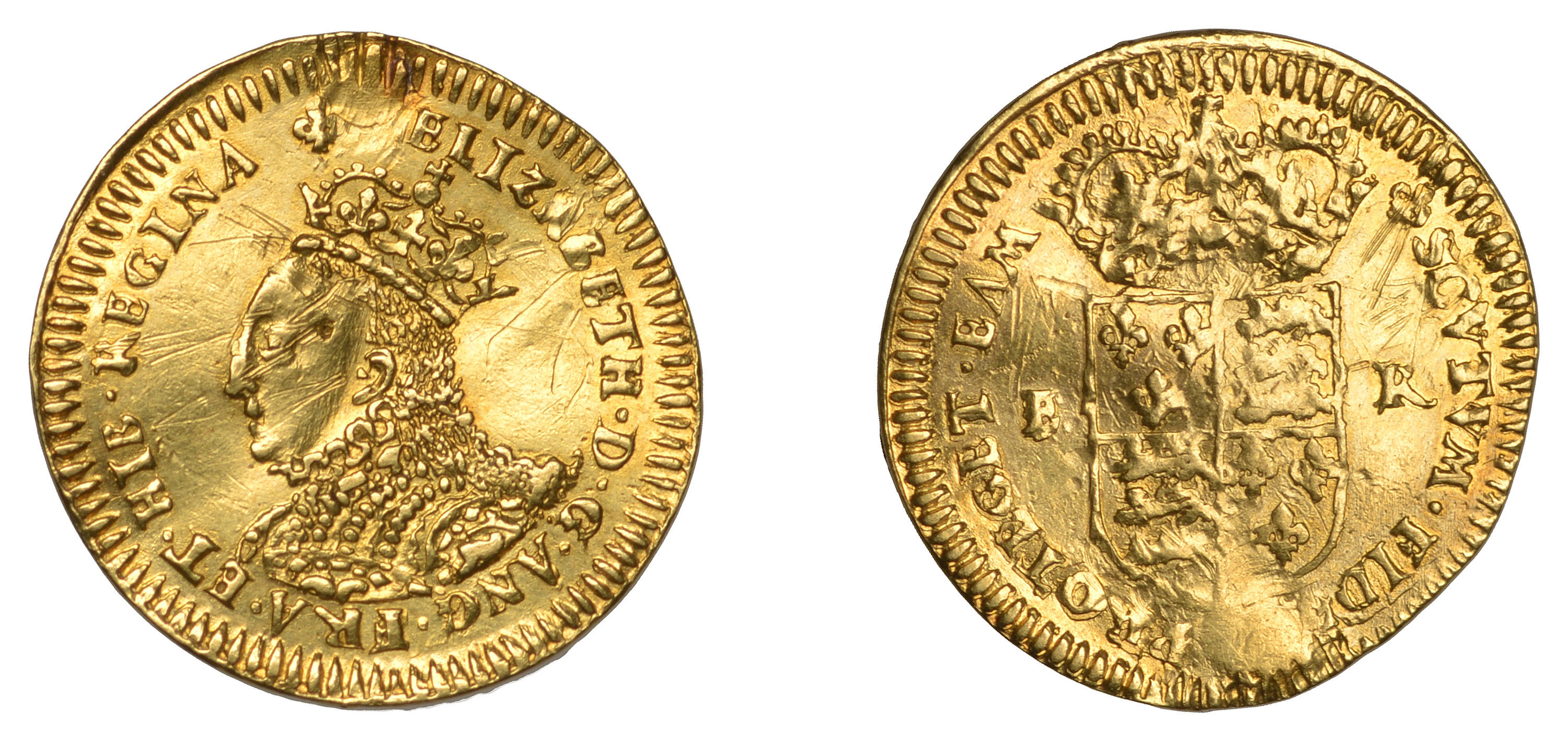 Elizabeth I (1558-1603), Milled coinage, Gold Halfcrown, undated [1567-8], mm. lis, bust E,...