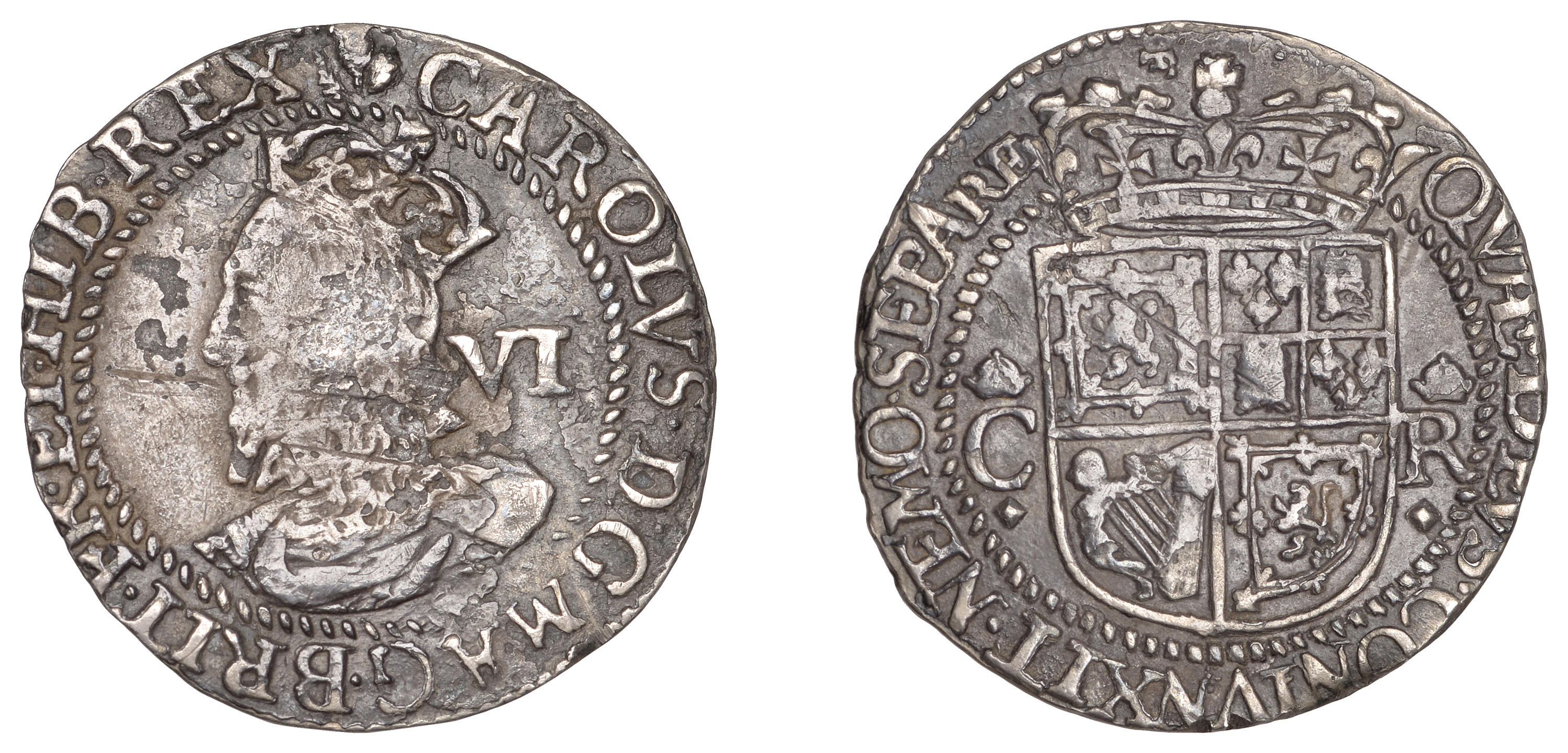 Charles I (1625-1649), Third coinage, Falconer's Second issue, Six Shillings, mm. thistle on...